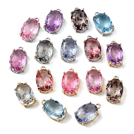 Латунь стекло амулеты, овальные, граненые