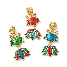 Латунь эмаль подвески, рыбы прелести, золотые