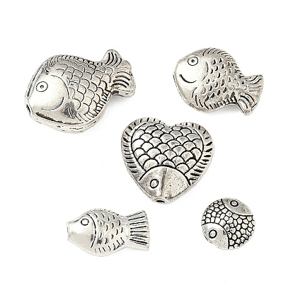 Сплавочные овальные бусины тибетского стиля , рыба, без кадмия и без свинца