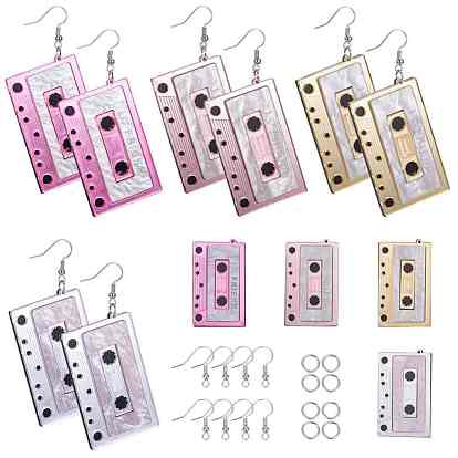 Ensembles de fabrication de boucles d'oreilles pendantes Sunnyclue DIY, avec de grands pendentifs en ruban acrylique, Crochets d'oreille en laiton, anneaux de saut en fer et conteneur de stockage