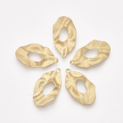 Smooth Surface Iron Pendants, Hammered, Oval
