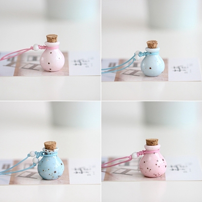 Ceramic Perfume Bottle Pendant Necklace with Braided Nylon Cord, Essential Oil Vial Necklace for Women