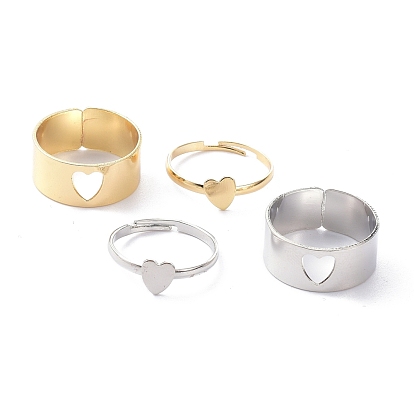 Alloy Adjustable Rings Set, Couple Rings, Heart