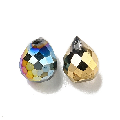 Гальванические стеклянные бусины, граненые, полное покрытие, слеза