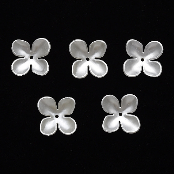 Spray Paint ABS Plastic Imitation Pearl Bead Caps, Flower