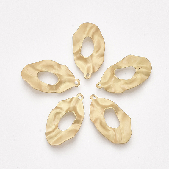 Smooth Surface Iron Pendants, Hammered, Oval