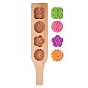 Star & & Flower & Flat Round & Square Wooden Press Mooncake Molds, 4 Cavities Pastry Molds, Cake Molds