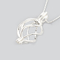 925 Sterling Silver Cage Pendant Necklaces, with 925 Stamp