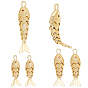 6Pcs 3 Styles Brass Micro Pave Cubic Zirconia Pendants, Fish Charms, Rack Plating, Long-Lasting Plated, Lead Free & Cadmium Free