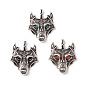 304 Stainless Steel Pendants, with Rhinestone Eyes, Wolf