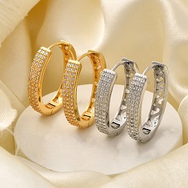 Brass Cubic Zirconia Hoop Earrings, Cadmium Free & Lead Free