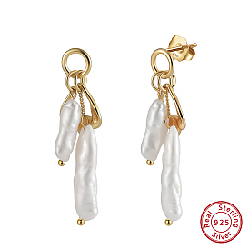 Boucles d'oreilles pendantes en perles naturelles, 925 bijoux en argent sterling pour femmes