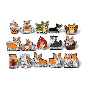 Creative Cartoon Cute Corgi Dog Zinc Alloy Brooches,Enamel Pins for Clothes Backpack