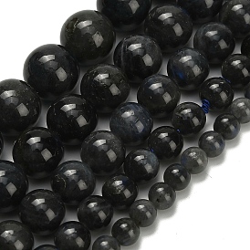 Натуральные черные лабрадоритные бусинки, круглые
