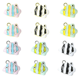 12 шт 6 цвета сплава эмаль подвески, рыба