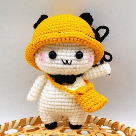 DIY Doll Crochet Kit, Including Plastic Locking Stitch Makers & Craft Eye, Fiber Yard, Cotton, Iron & Plastic Crochet Hooks