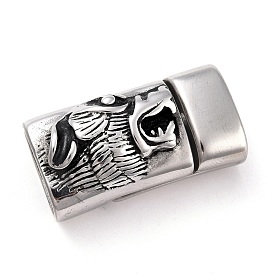 304 Stainless Steel Magnetic Clasps with Glue-in Ends, Rectangle with Dog