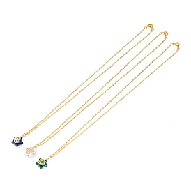 Electroplate Glass Pendants Necklaces, with Golden Plated Brass Cable Chains and Spring Ring Clasps, Star