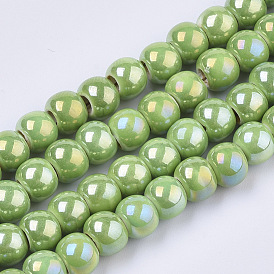 Гальванические фарфоровые шарики, яркий глазурованный фарфор ручной работы, с покрытием AB цвета, круглые