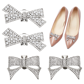 4 шт 2 стиль сплава горный хрусталь украшения для обуви, со съемной железной пряжкой, бантом