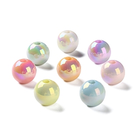 Непрозрачные акриловые бусины с УФ-покрытием, радужный, круглые