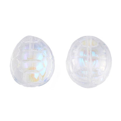 Transparent Electroplate Glass Beads, AB Color Plated, Turtle Shell Shape