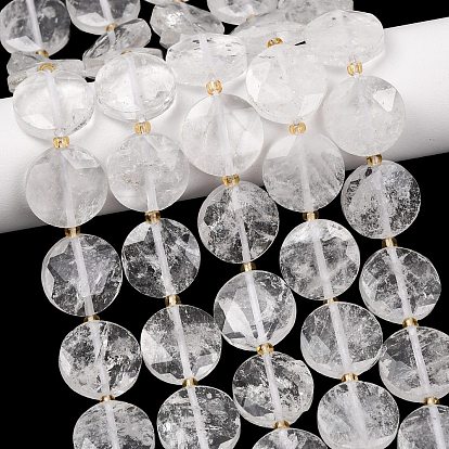 Природных кристаллов кварца бисер нитей, горного хрусталя, плоско-круглые, граненый шестиугольный разрез, с бисером