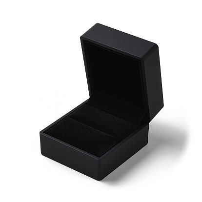 Rectangle Plastic Ring Storage Boxes, Jewelry Ring Gift Case with Velvet Inside and LED Light