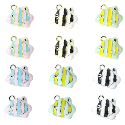 12 шт 6 цвета сплава эмаль подвески, рыба