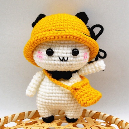 DIY Doll Crochet Kit, Including Plastic Locking Stitch Makers & Craft Eye, Fiber Yard, Cotton, Iron & Plastic Crochet Hooks