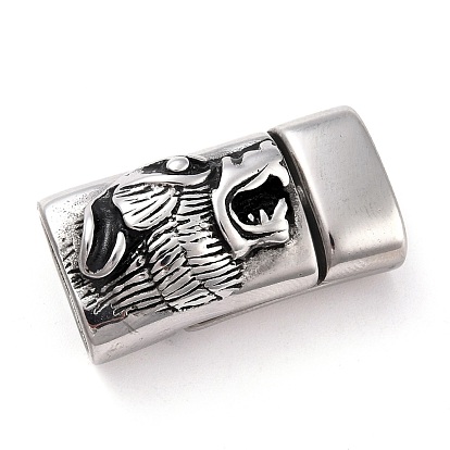 304 Stainless Steel Magnetic Clasps with Glue-in Ends, Rectangle with Dog