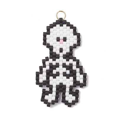 Подвески-скелеты из бисера, подвески из стеклянных бусин с узором ткацкого станка, с 304 кольцом из нержавеющей стали