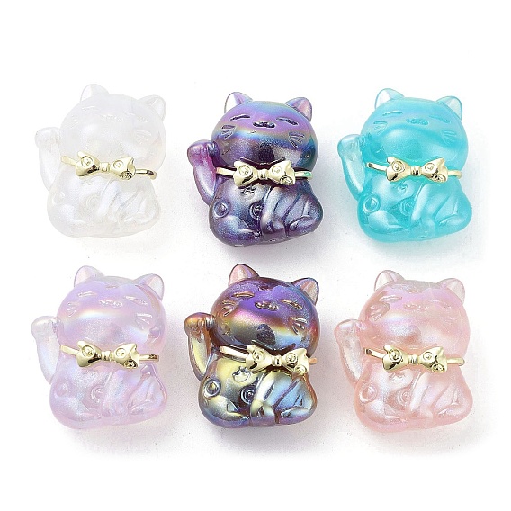 Iridescent Plating Acrylic Beads, with Alloy Findings, Cat