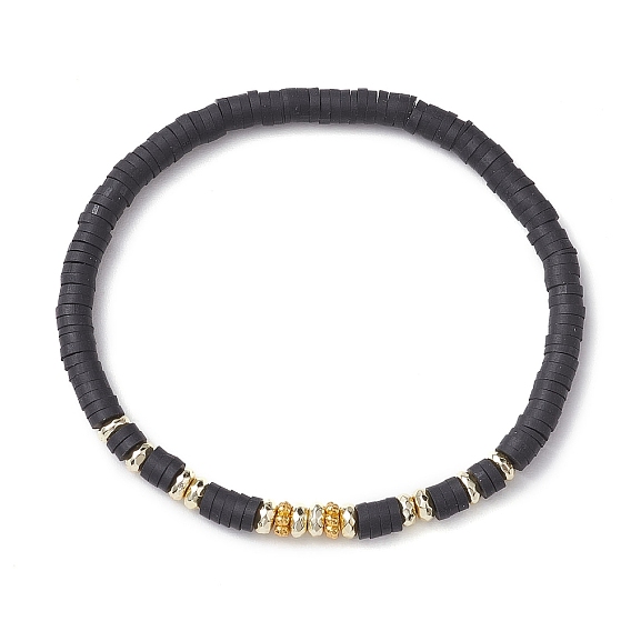 Disc Polymer Clay & Synthetic Non-magnetic Hematite Beaded Stretch Bracelets