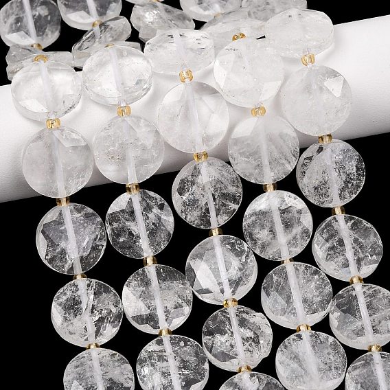 Природных кристаллов кварца бисер нитей, горного хрусталя, плоско-круглые, граненый шестиугольный разрез, с бисером