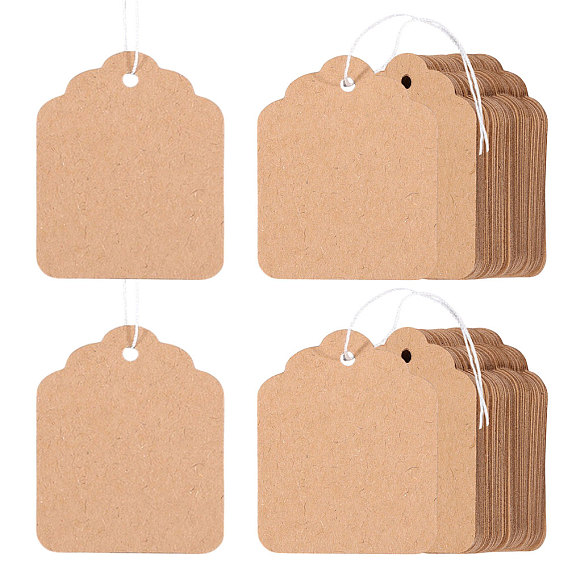 500 шт. крафт-бумага пустые ценники со шнуром, прямоугольные