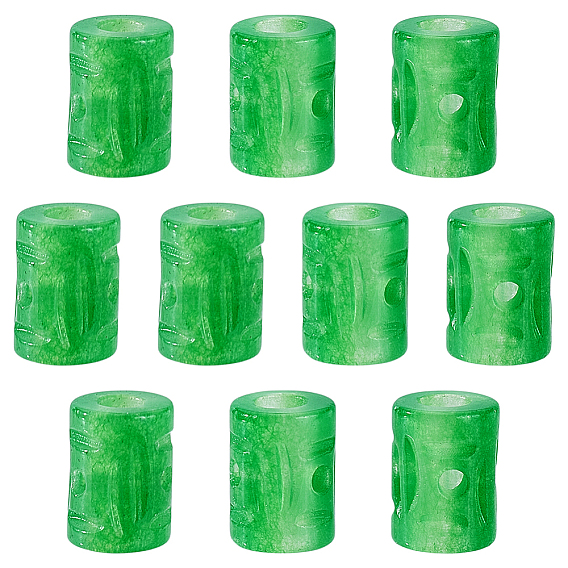 10 шт. бусины из натурального нефрита (кварцита), Полая колонна