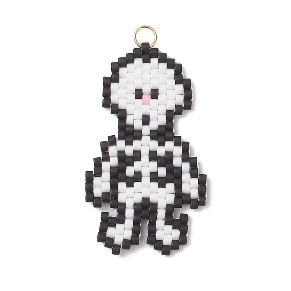 Подвески-скелеты из бисера, подвески из стеклянных бусин с узором ткацкого станка, с 304 кольцом из нержавеющей стали