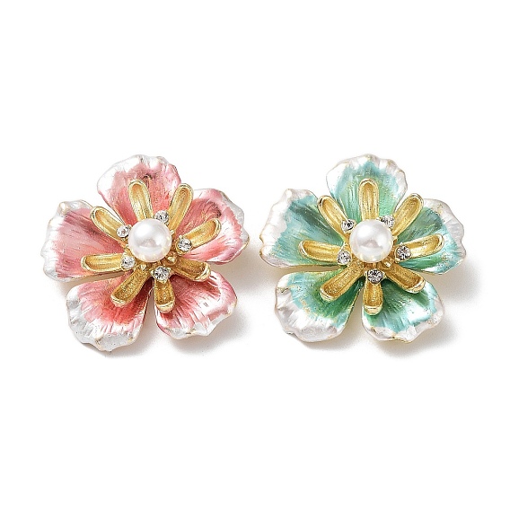 Брошь из сплава с кристаллами и стразами, цветочные эмалевые булавки