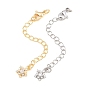 Brass Curb Chain Extender, End Chains with Lobster Claw Clasps and Cubic Zirconia Charms, Star