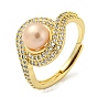 Natural Shell Adjustable Ring, Brass Finger Ring
