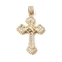 Brass Micro Pave Clear Cubic Zirconia Big Pendants, Cross  Charms