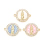 Латунные прозрачные подвески из кубического циркония, с оболочкой, реальный 18 k позолоченный, без свинца и без кадмия, плоские круглые с Девой Марией