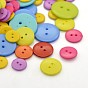Flat Round 2-Hole Acrylic Sewing Buttons, 12~24.5x2~3mm, Hole: 1~2mm