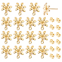 16Pcs Brass Stud Earrings Findings, Long-Lasting Plated, Nickel Free, Flower, with 16Pcs Ear Nut, with Loop