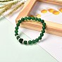 Natural Mixed Gemstone Stretch Bracelets for Women Men, with Polymer Clay & Brass Rhinestone Beads
