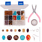 DIY Jewelry Set, with Natural/Synthetic Gemstone Beads, Glass Beads, Iron Bead Tips Knot Covers, Brass Crimp Beads and Carbon Steel Jewelry Pliers