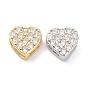 Brass Micro Pave Clear Cubic Zirconia Slide Charms, Heart