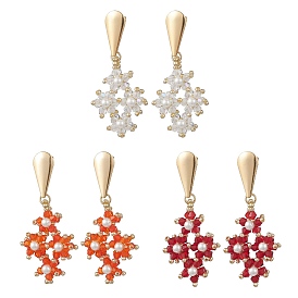 3 пары стеклянных подвесных сережек-гвоздиков, ромб, С 304 результатами из нержавеющей стали, золотые