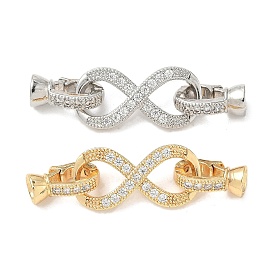 Fermoirs repliables en laiton micro pave zircone cubique transparente, infini
